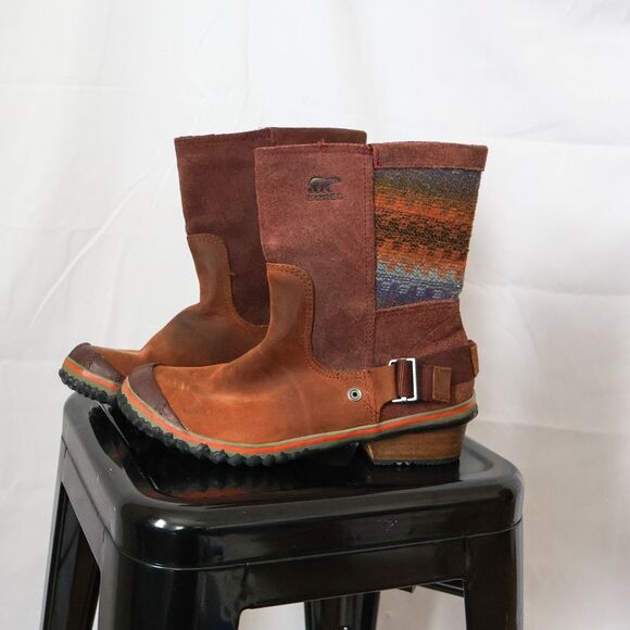 Sorel Women's Slimshortie Chevron Waterproof Snow Boot 7 - Picture 2 of 9